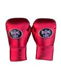No Boxing No Life Boxing Gloves - Professional Lace-Up Metallic Red Edition