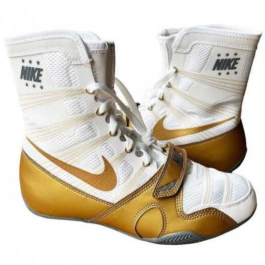 Custom Nike HyperKO Boxing Shoes | White & Gold | Puncher Boxing