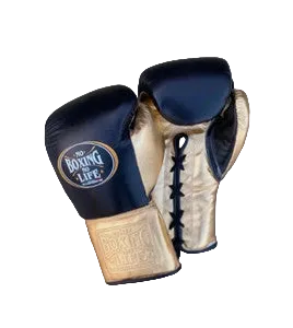 Hand Made No Boxing No Life Boxing Gloves - Professional Lace-Up Black & Metallic Gold Edition