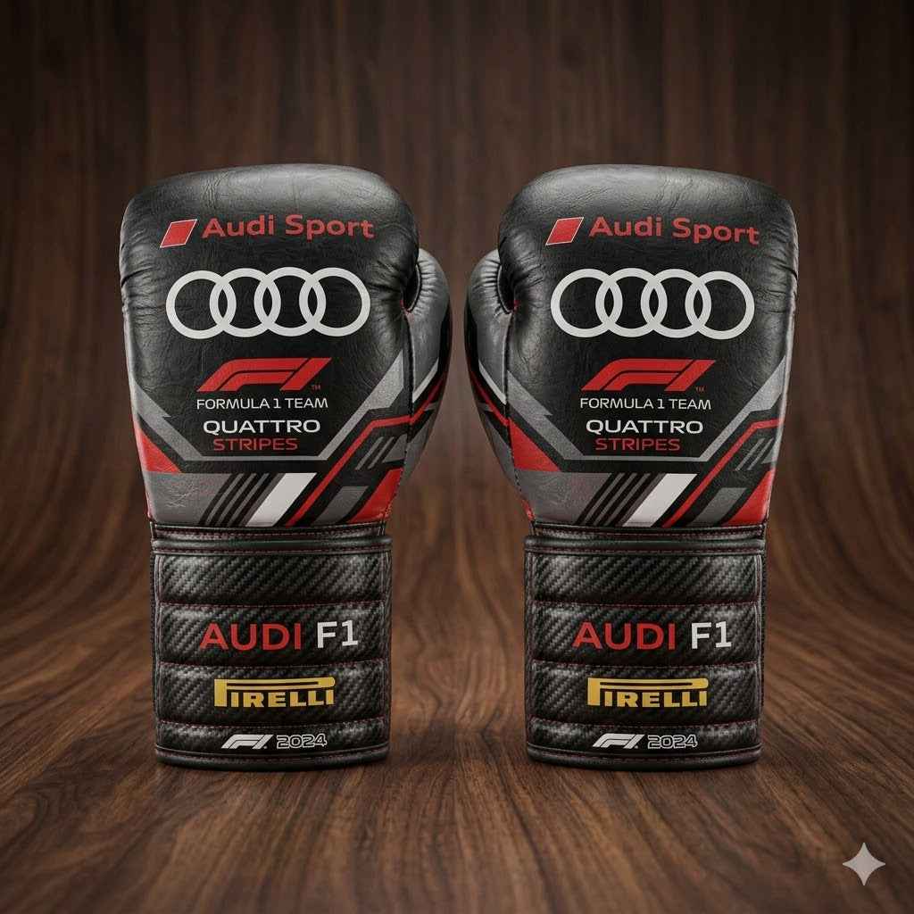Audi Sport F1 Team Professional Boxing Gloves - Quattro Carbon Stealth Edition - PunchPro Boxing