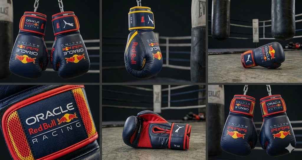 Oracle Red Bull Racing F1 Team Professional Boxing Gloves - Navy & Red Custom Edition - PunchPro Boxing