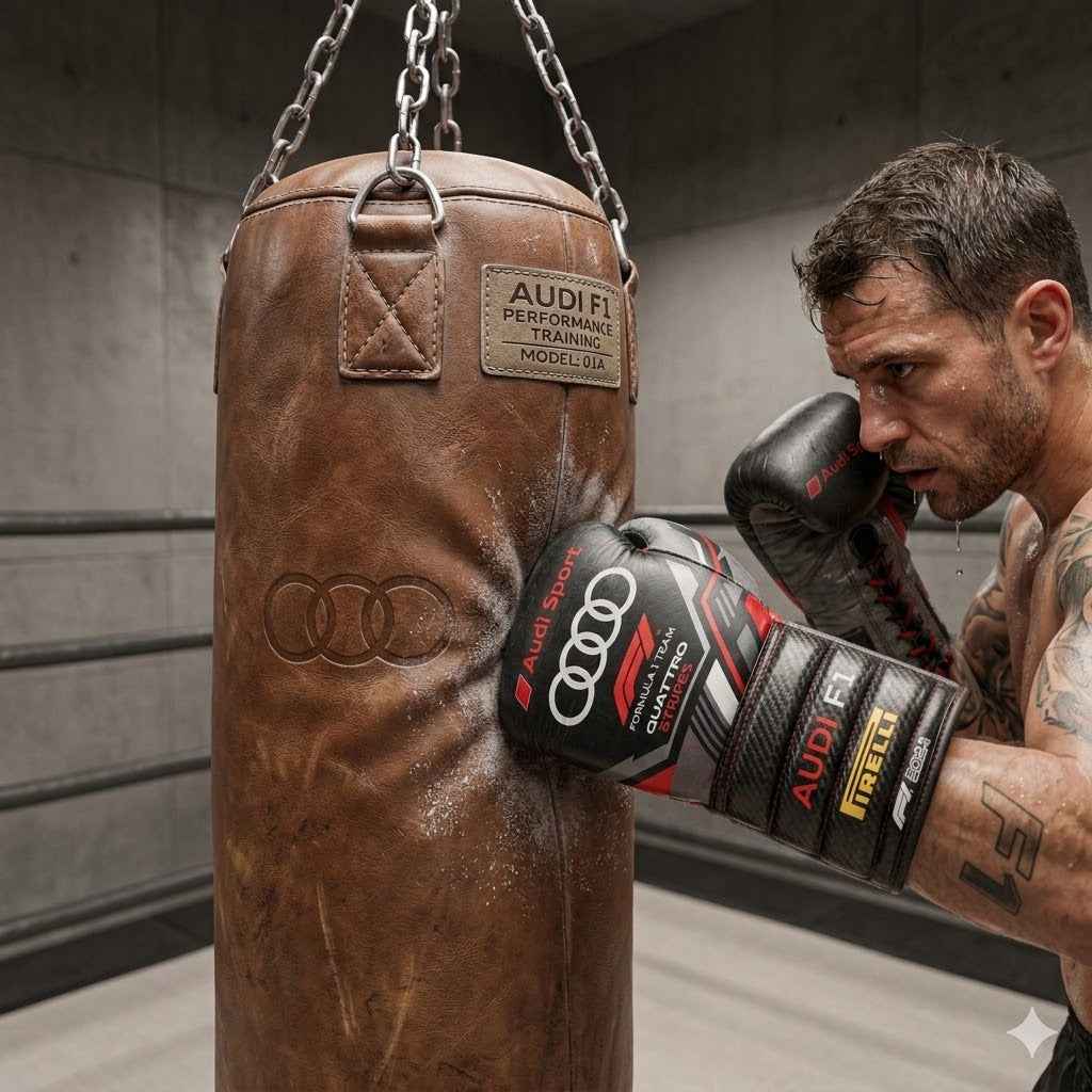 Audi Sport F1 Team Professional Boxing Gloves - Quattro Carbon Stealth Edition - PunchPro Boxing