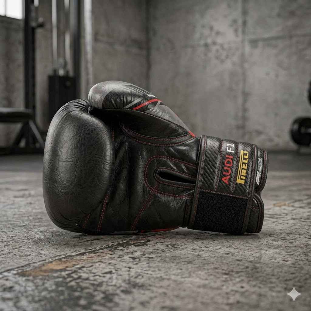 Audi Sport F1 Team Professional Boxing Gloves - Quattro Carbon Stealth Edition - PunchPro Boxing
