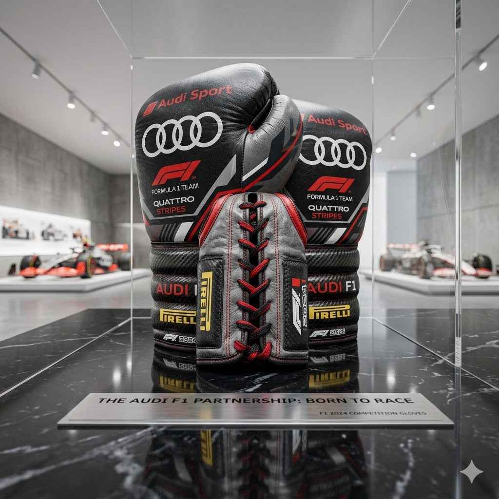 Audi Sport F1 Team Professional Boxing Gloves - Quattro Carbon Stealth Edition - PunchPro Boxing