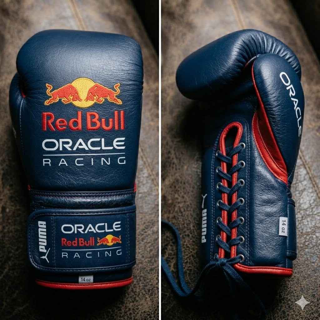 Oracle Red Bull Racing F1 Team Professional Boxing Gloves - Navy & Red Custom Edition - PunchPro Boxing
