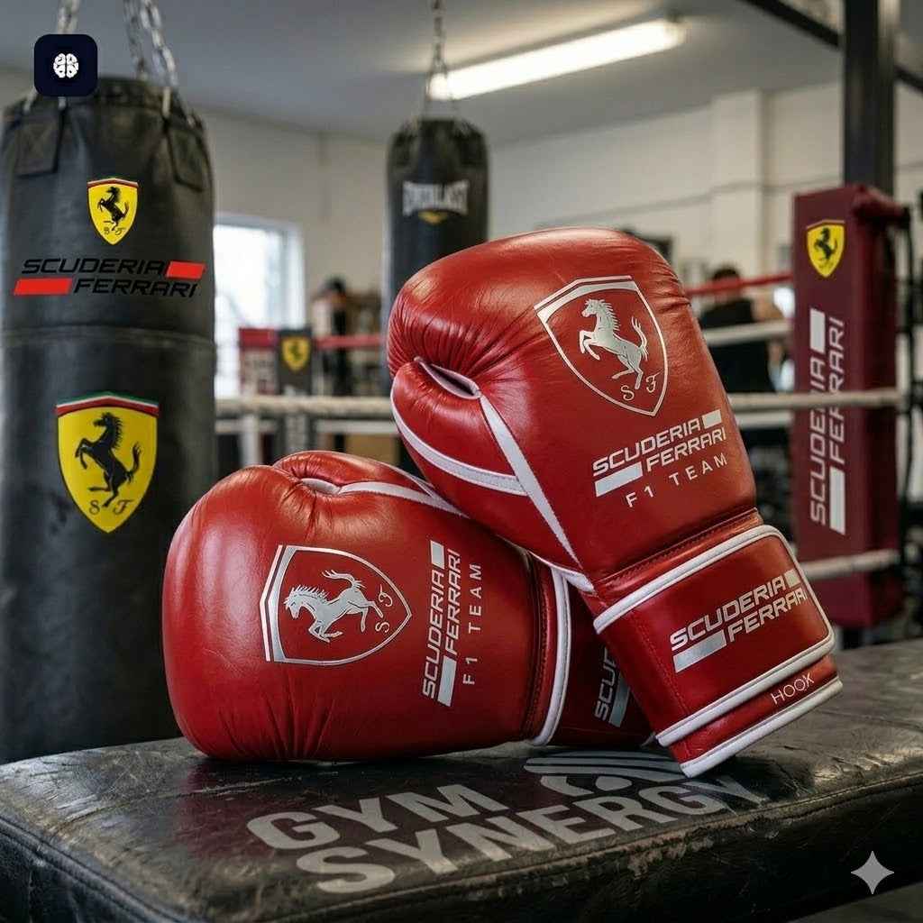Scuderia Ferrari F1 Team Professional Boxing Gloves - Rosso Corsa & Giallo Custom Edition - PunchPro Boxing