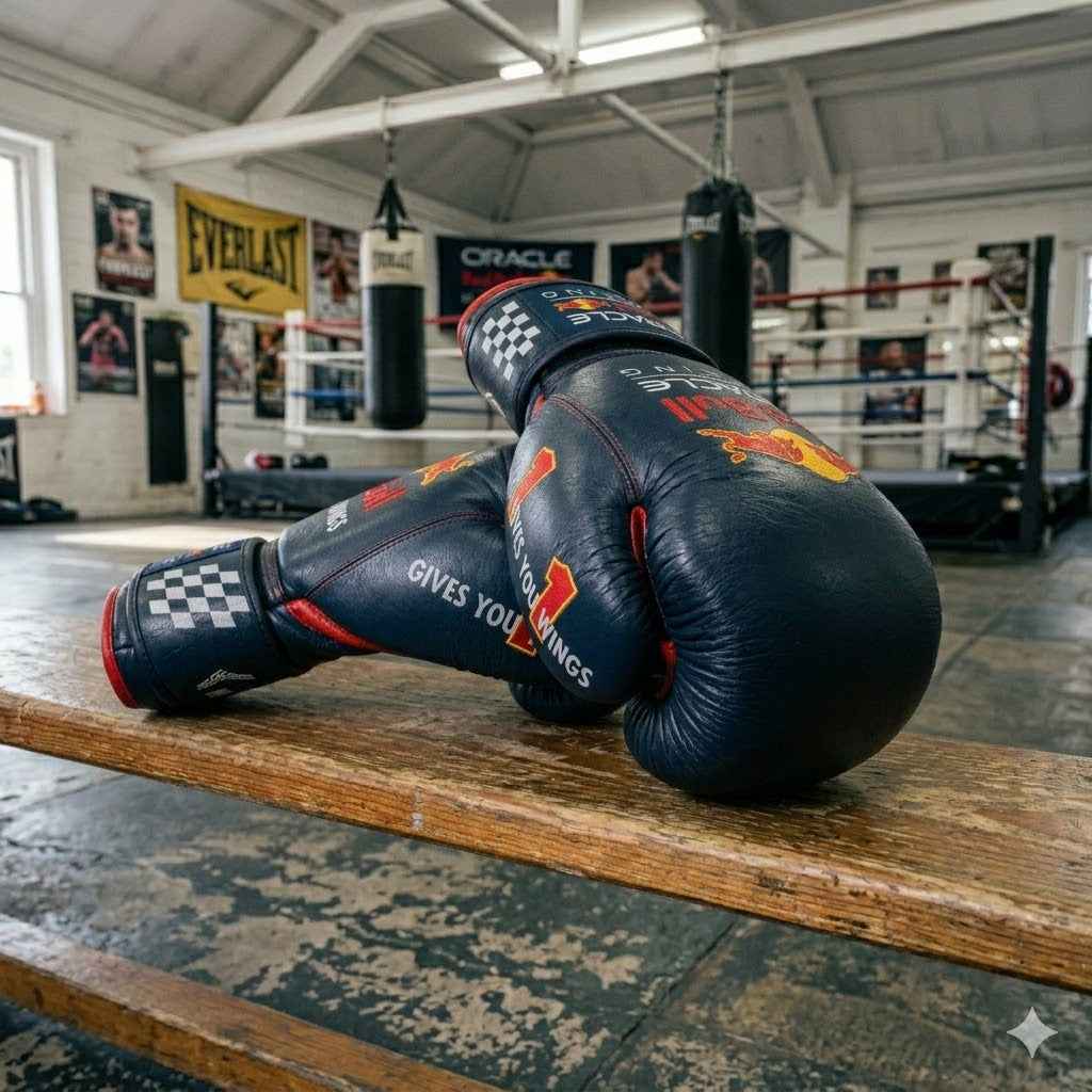 Oracle Red Bull Racing F1 Team Professional Boxing Gloves - Navy & Red Custom Edition - PunchPro Boxing