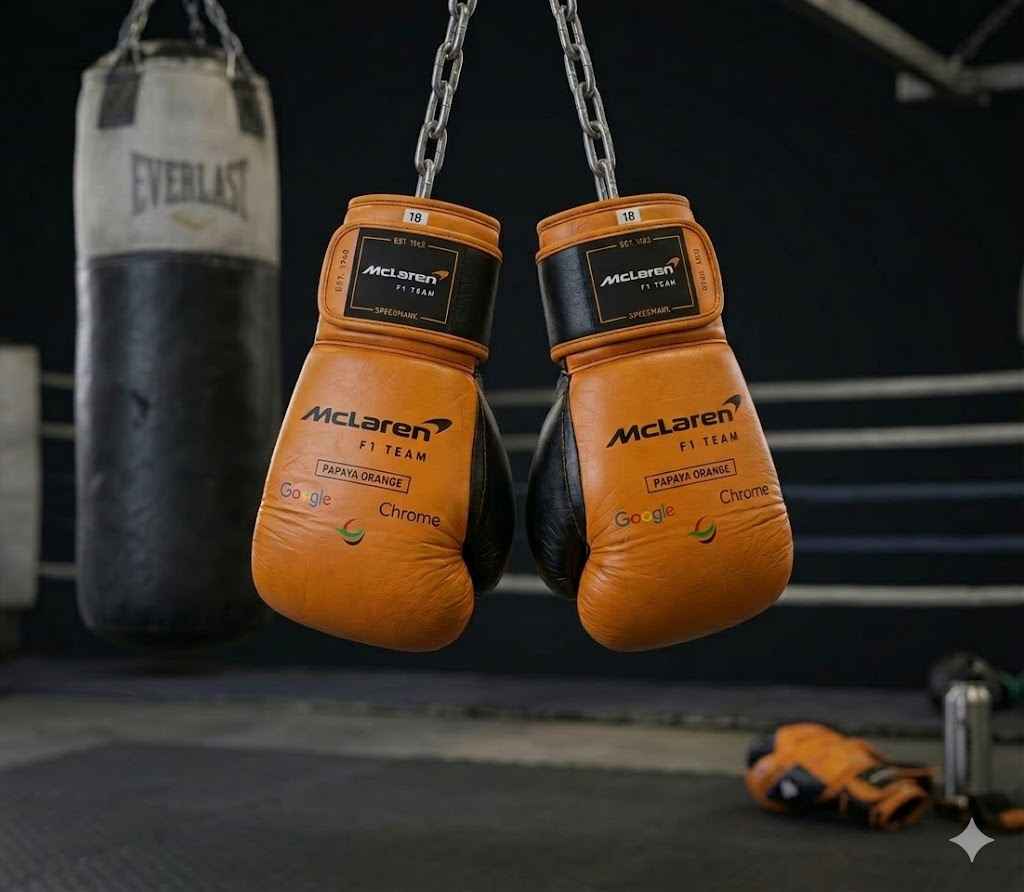 McLaren F1 Team Professional Boxing Gloves - Papaya Orange & Black Custom Edition - PunchPro Boxing