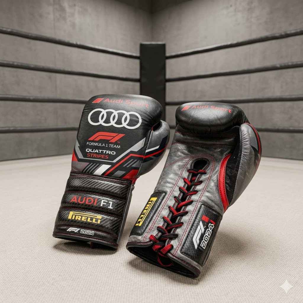 Audi Sport F1 Team Professional Boxing Gloves - Quattro Carbon Stealth Edition - PunchPro Boxing