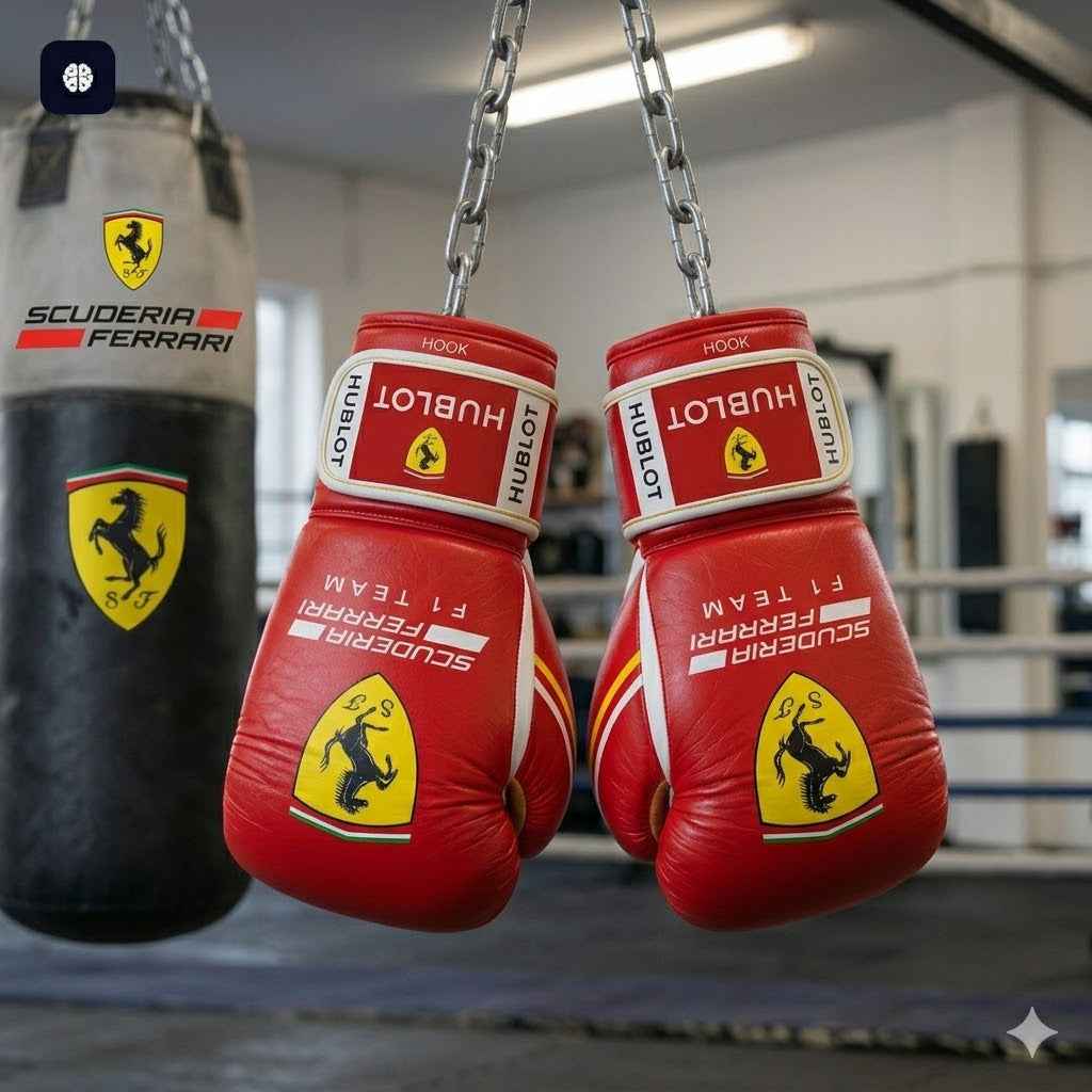 Scuderia Ferrari F1 Team Professional Boxing Gloves - Rosso Corsa & Giallo Custom Edition - PunchPro Boxing