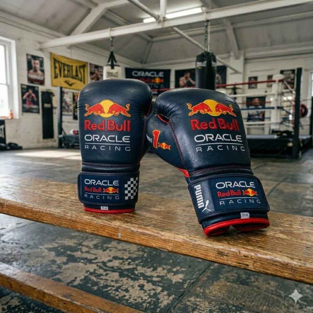 Oracle Red Bull Racing F1 Team Professional Boxing Gloves - Navy & Red Custom Edition - PunchPro Boxing