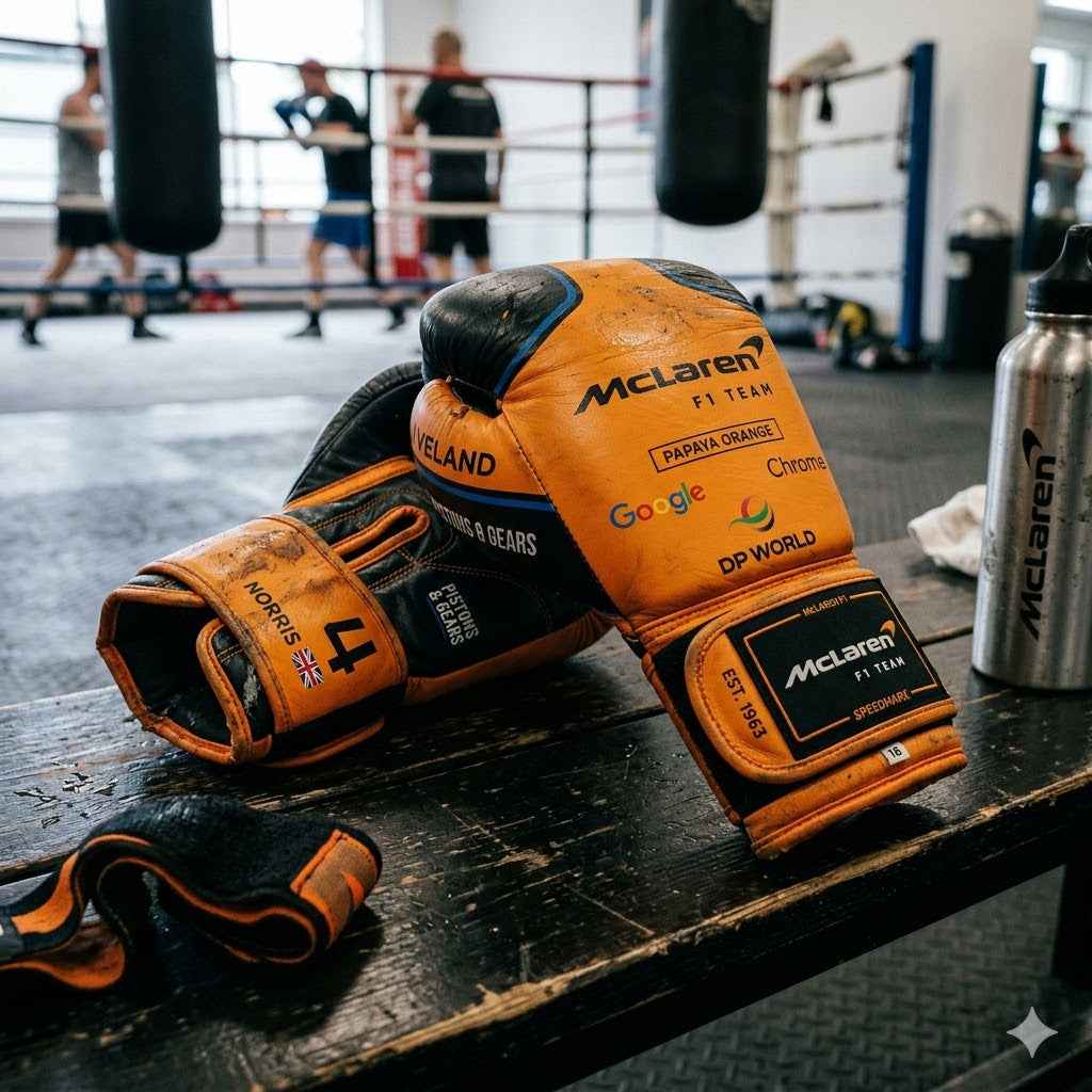 McLaren F1 Team Professional Boxing Gloves - Papaya Orange & Black Custom Edition - PunchPro Boxing
