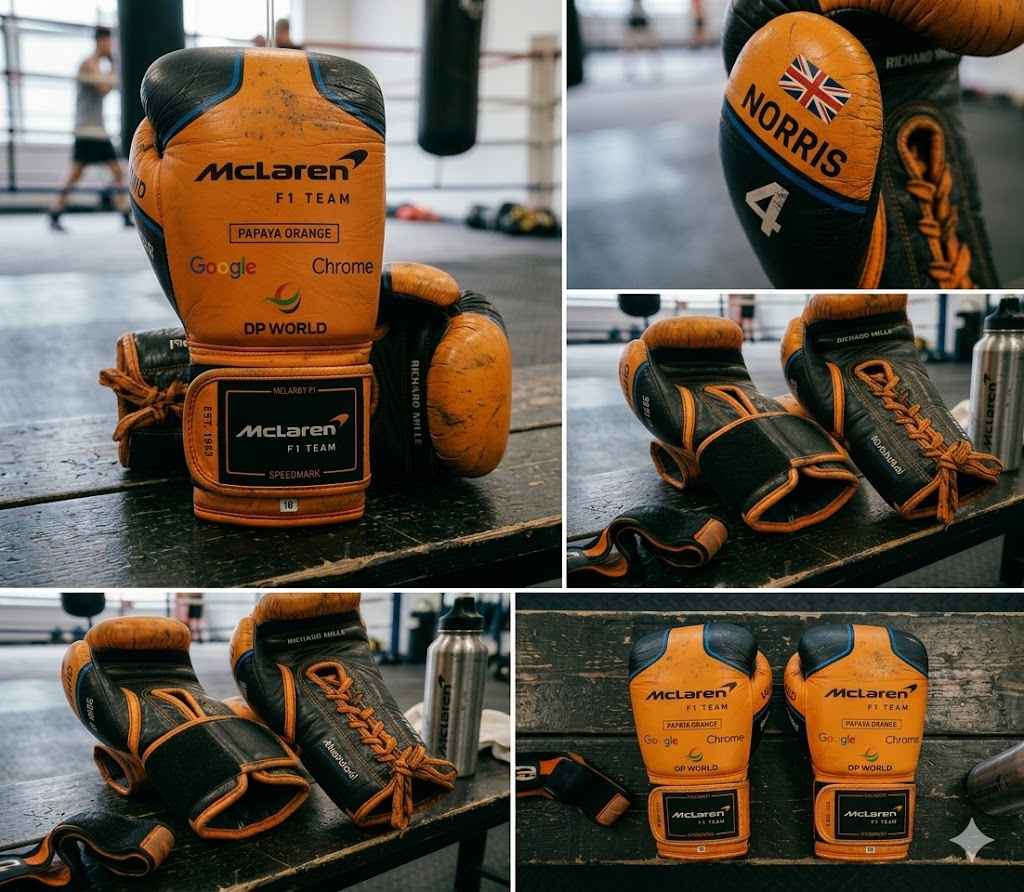 McLaren F1 Team Professional Boxing Gloves - Papaya Orange & Black Custom Edition - PunchPro Boxing