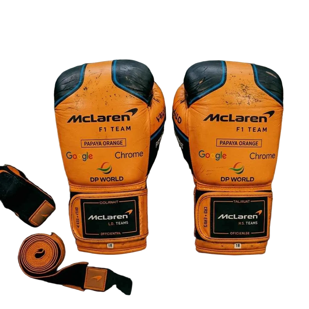 McLaren F1 Team Professional Boxing Gloves - Papaya Orange & Black Custom Edition - PunchPro Boxing