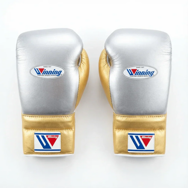 Winning Japan Boxing Gloves MS-600 - Metallic Silver & Gold Custom Edition - PunchPro Boxing